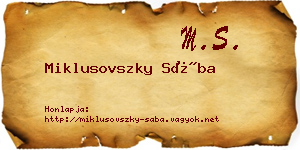 Miklusovszky Sába névjegykártya